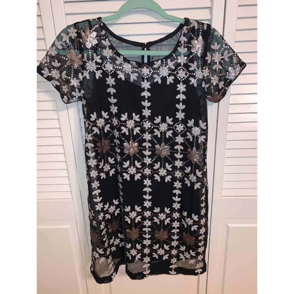 Black and Silver Sequin Dress